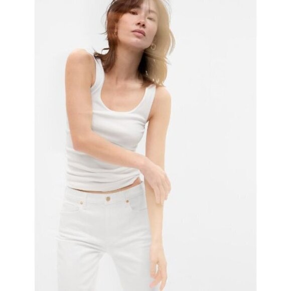Gap White Scoop Neck Fitted Modern Tank Top M - Picture 1 of 4